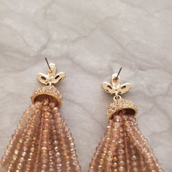 💖 Baublebar Rhinestones Crystals Pave Faceted Beads Beaded Tassel Earrings 💖 - Picture 7 of 10